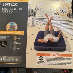 Intex 64757E Dura-Beam Standard Downy Air Mattress: Fiber-Tech - Twin Size - 10in Bed Height - 300lb Weight Capacity