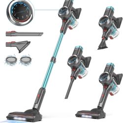 Cordless Vacuum Cleaner, 550W/45Kpa/65Mins Vacuum Cleaners for Home, Self-Standing Stick Vacuum with LED Display, Rechargeable Cordless Vacuum, Lightw