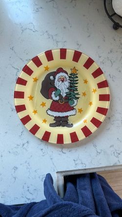 Christmas Plate  Santa Glass 