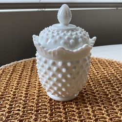 Fenton Hobnail Milk Glass Sugar/jam Jar With Lid