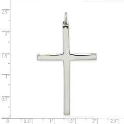 55MM/2.165" Inches Solid .925 Sterling Silver Plain Polished Latin Cross Charm Pendant 7.7 Grams