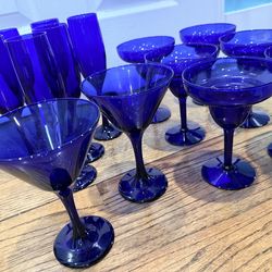 Vintage Pier 1 Cobalt Blue glasses.