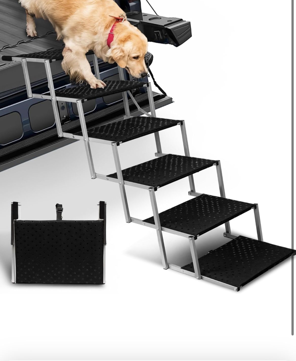 Niubya Dog Ramps for Cars, Portable Folding Dog Stairs for Cars, SUV, Trucks, Lightweight Pet Ramp