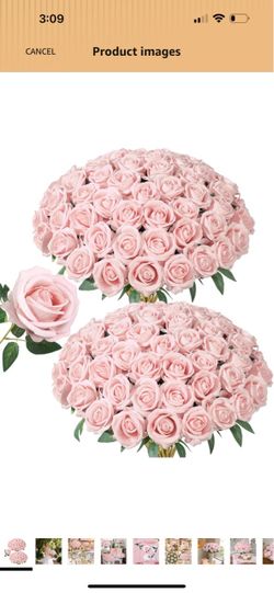50 PCS Blush Roses Artificial Flowers, Fake Rose