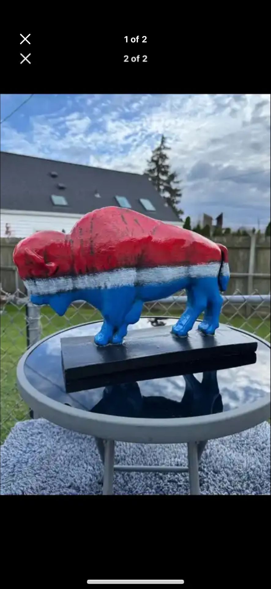 The Red White And Blue Buffalo Statue