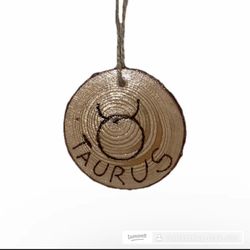 Zodiac Taurus Engraved Wood Ornament Decor Double Sided ( See Pictures) Wall Hanging 