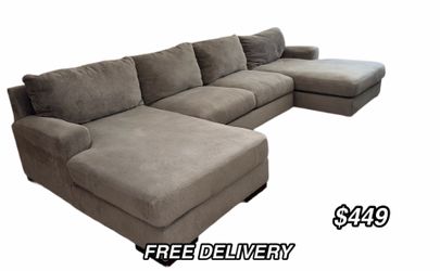 GRAY GREAT CONDITION DOUBLE CHAISE SECTIONAL SOFA COUCH SALA FREE DELIVERY
