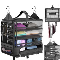Hanging Suitcase Organizer for Travel - Carry on Closet Suitcase, Hanging Luggage Organizers for Suitcase, Hanging Travel Organizer - Easily Fits Carr