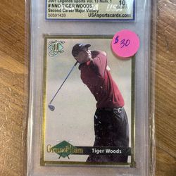 NNO Tiger Woods 2001 Legends Sports Memorabilia - Second Csreer Major Victory Gold Foil 10