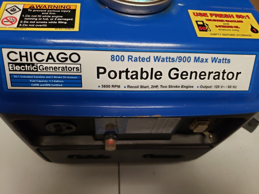 Used Once Chicago 800 Watt 2 Stroke Generator