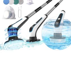Electric Spin Scrubber, IPX8 Cordless Cleaning Brush, Dual Speed Bathroom Scrubber Electric with 9 Replaceable Brush Heads, Power Shower Scrubber with