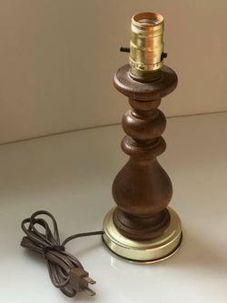 Vintage Mid Century Turned Wood Electric Table Lamp