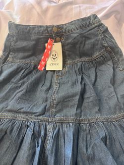 Cider Tiered Denim Maxi Skirt