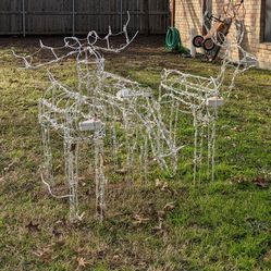 3 Christmas Reindeer Lighted Animated Reindeer Yard Stakes