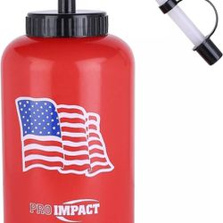 Pro Impact 35.5oz Water Bottle Squeezable Plastic w/ Long Straw Sports Outdoors