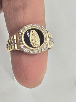14k Real Gold Virgin Mary Ring for Men
