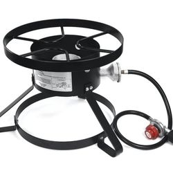 High Pressure Stove Single Burner w/Regulator & Hose Outdoor Propane Portable Camping Cooking Range

