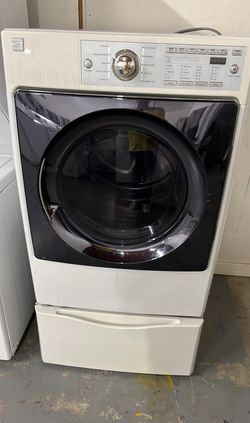 Kenmore Elite Front Load Dryer w/ Pedestal – White, Sanitize Cycle