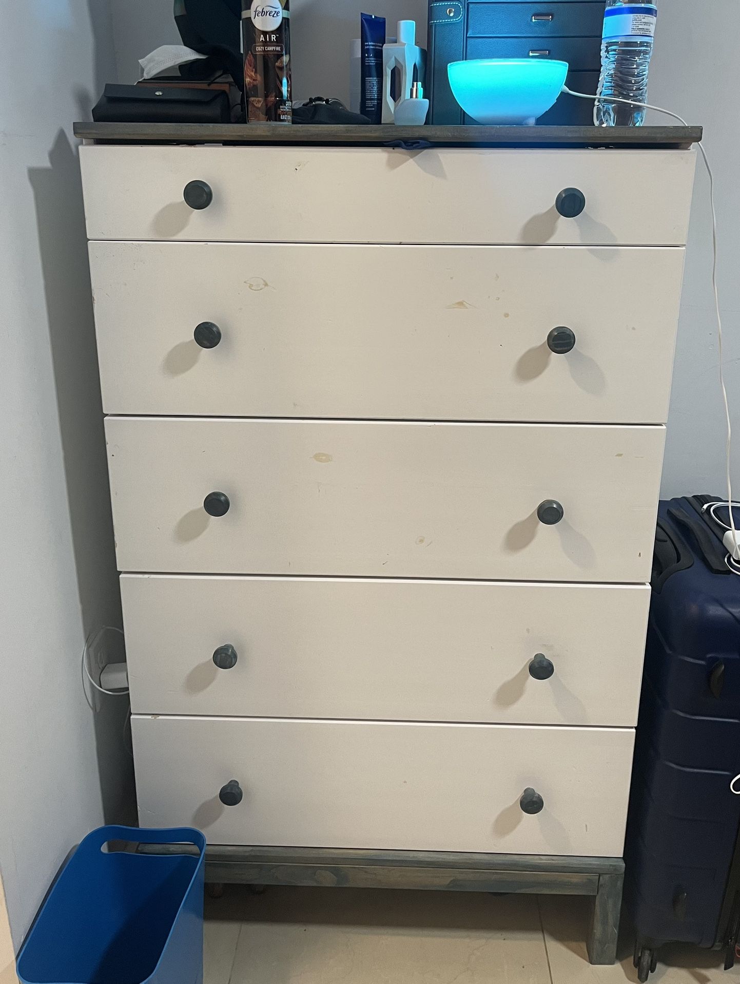 White & Blue Chest Of Drawers For Kids 
