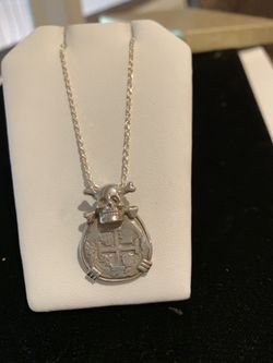 Atocha skull bone pendant & chain