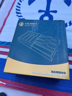 Bamboo 3-in-1 Kitchen Wrap Organizer with Cutter – Brand New
