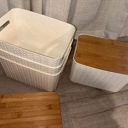 Storage Baskets with Bamboo Lids – Set