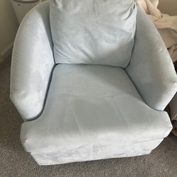 Set Of 2 Blue Swivel Chairs. $100 Each 