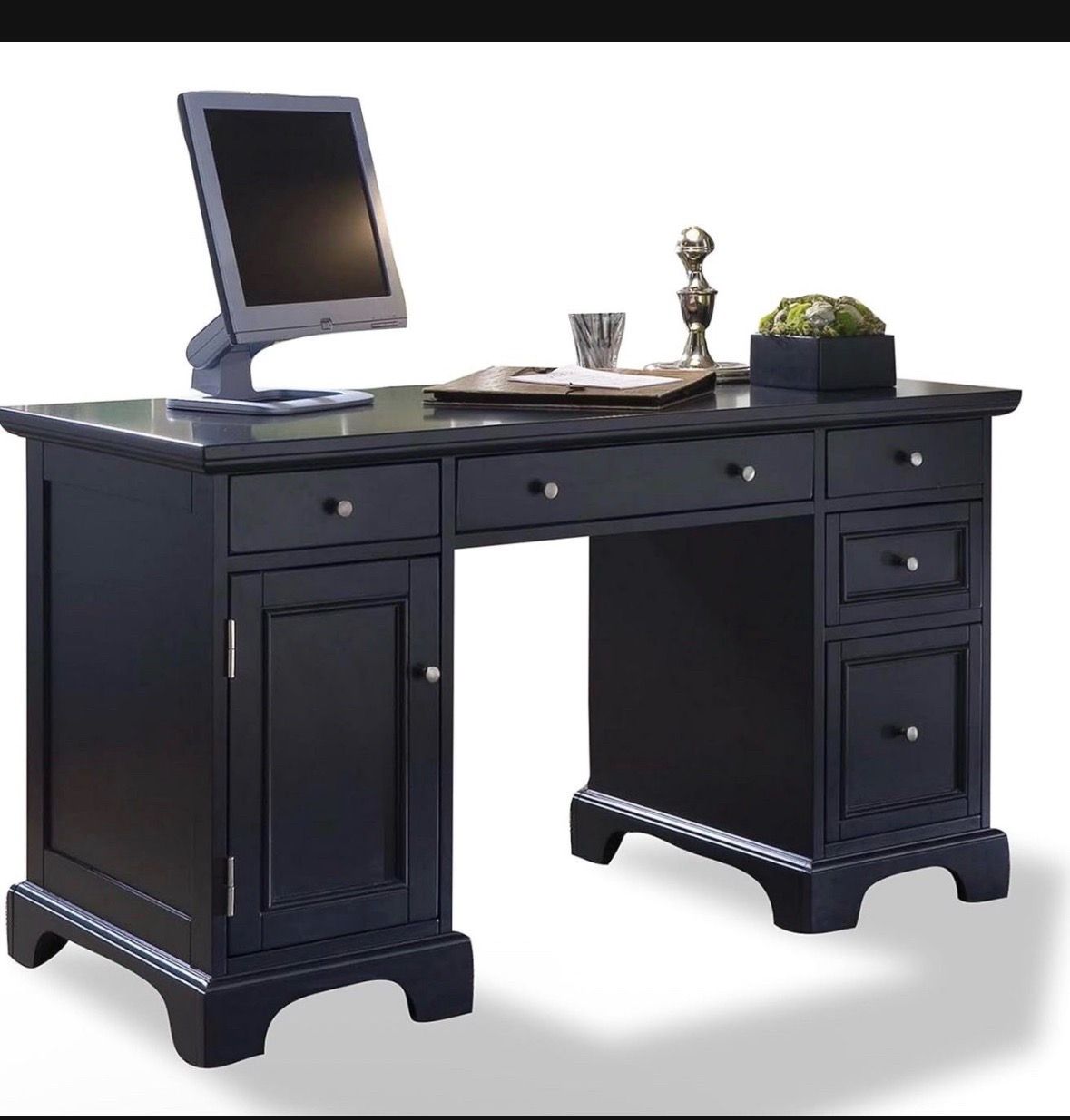 Homestyles Bedford Black Pedestal Desk