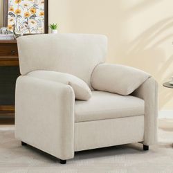 496  Modern Chenille Upholstered Accent Chair Oversized Single Living Room Lounge Armchair Deep Seat Sofachair for Living Room, Bedroom, Apartment,Off