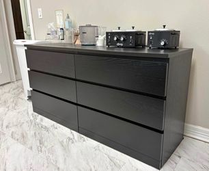 Dark Gray 6-Drawer Double Dresser