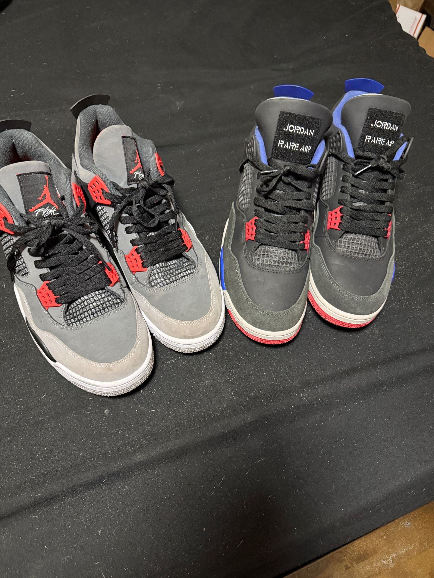 Two Pairs Of Jordan Retro 4. Rare Air And Inferno Red Size 12