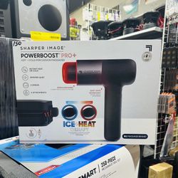 Sharper Image® Powerboost® Pro+ Pistola de masaje de tejido profundo caliente y frío - 6 velocidades, 6 accesorios, batería de 5 horas, estuche de via