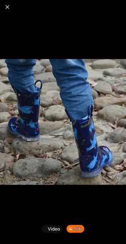 Blue Dinosaur and Sharp Led light up rain boots