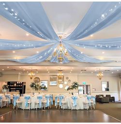  Dusty Blue Ceiling Drapes 6 Panels 5ftx15ft Wedding Ceiling Drapes Wedding Arch Draping Fabric Cheesecloth Curtain for Party Ceremony Stage Event Dec