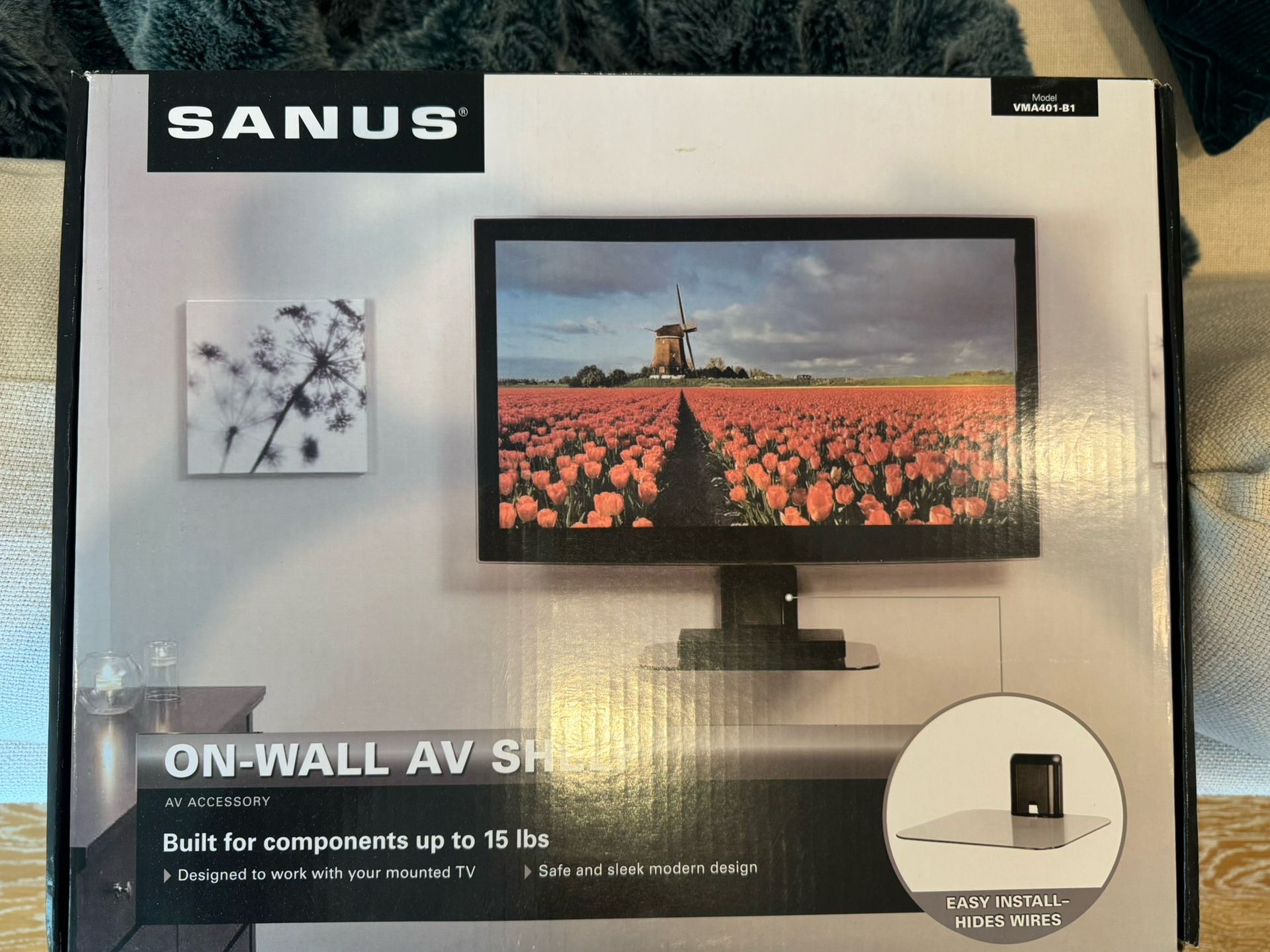 SANUS AV SHELF is a single-column AV component shelf that mounts directly
