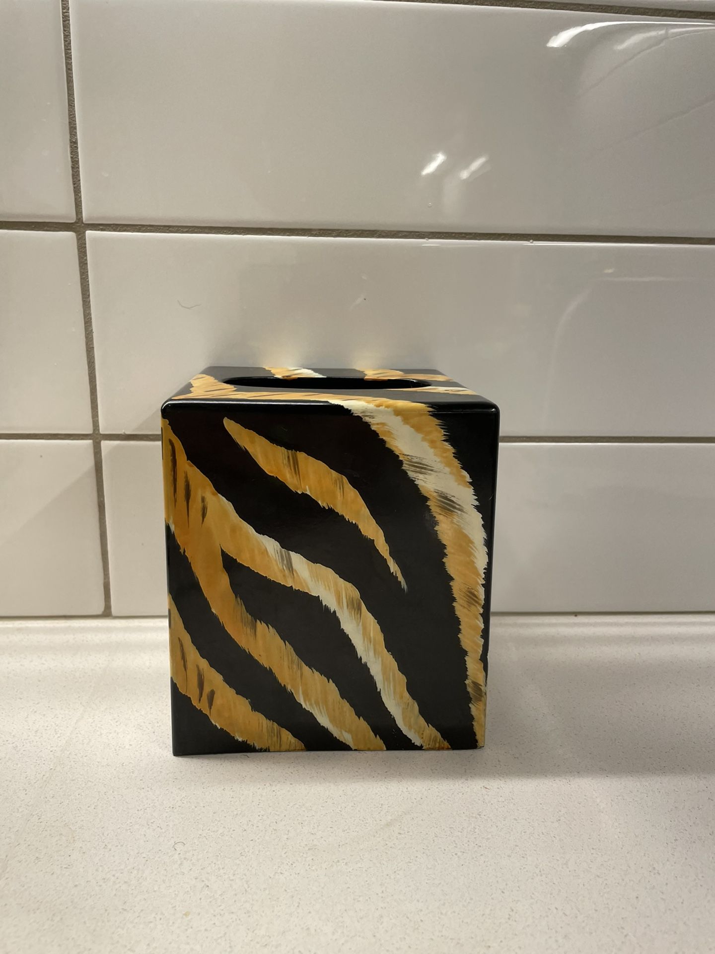 Tiger Print Tissue Box/Decor/Vase