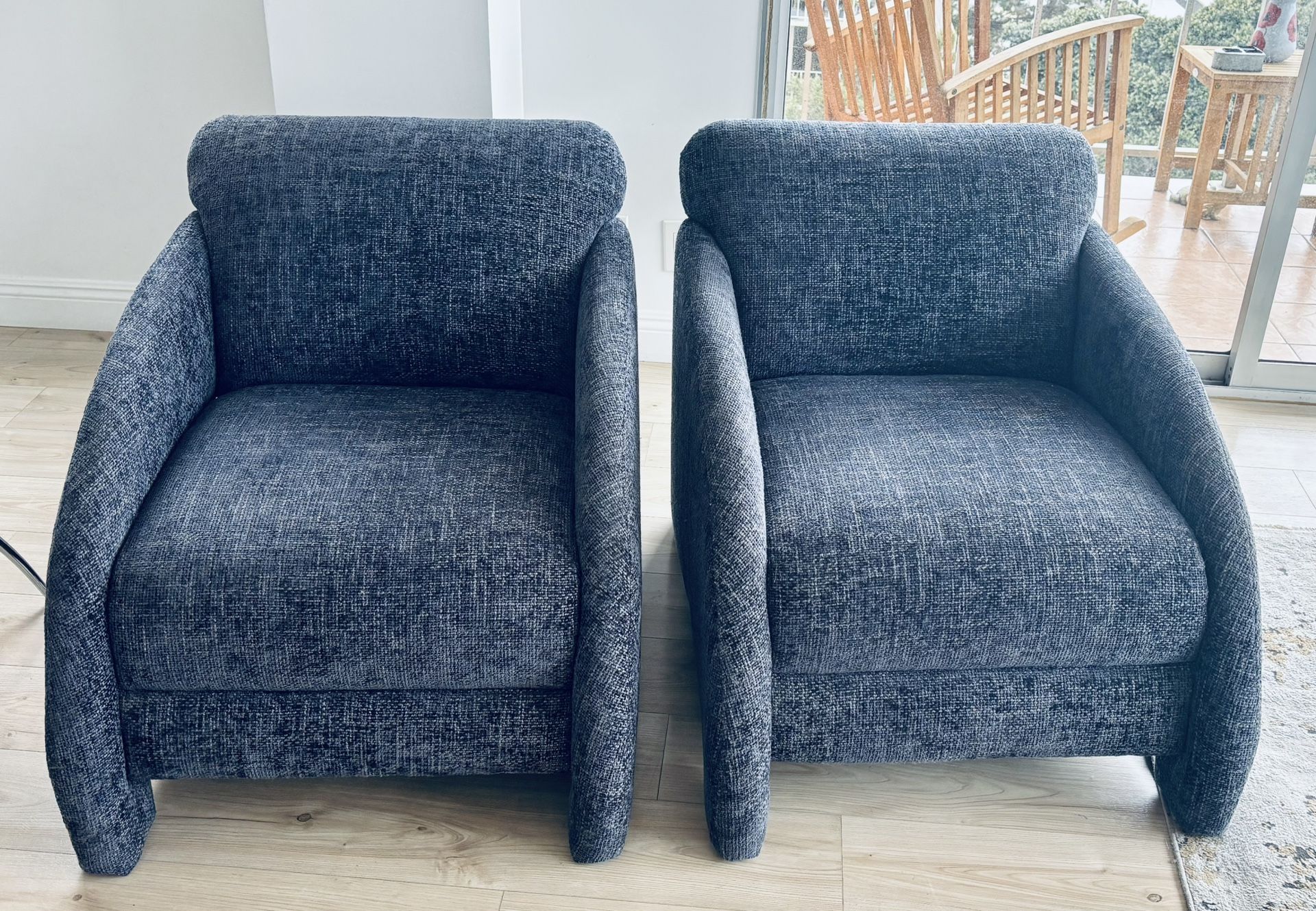 Modern Blue-Grey Armchairs Set Of Two