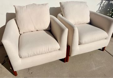 Modern Upholstered Lounge Chairs with Wood Legs