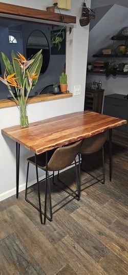 Live Edge Wood Table With 2 Chairs Bar Table Dining Room Table