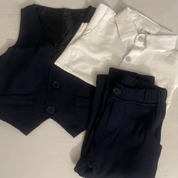 Classic Navy and White Baby Boy’s Matching Suit Set