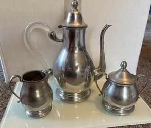 Vintage Queen Art Pewter Coffee Tea Serving Set