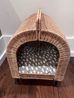 Ikea Cat House Furniture with Cushions UTSÅDD Cat house on legs rattan brown wicker