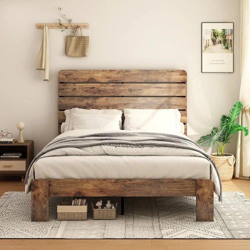 New🔸️King Size Bed Frame No Box Spring Needed In The Box..