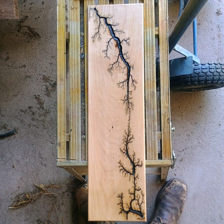 Wooden Maple Wall Art, 22 1/2 X 5 7/8 X 3/8 Fractal Burned. Lichtenberg