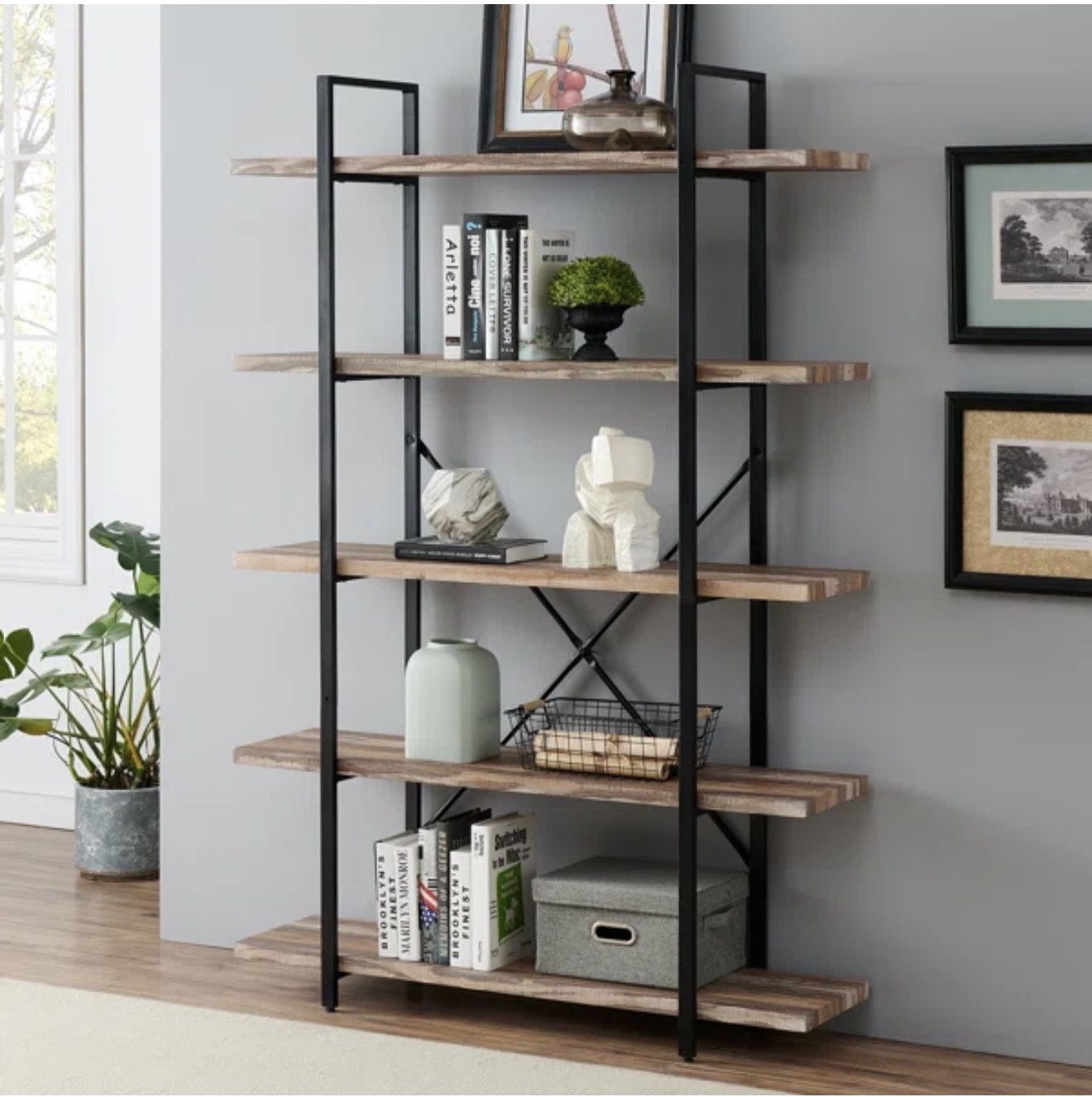 Vintage 5-Tier Bookcase office, living room or kitchen