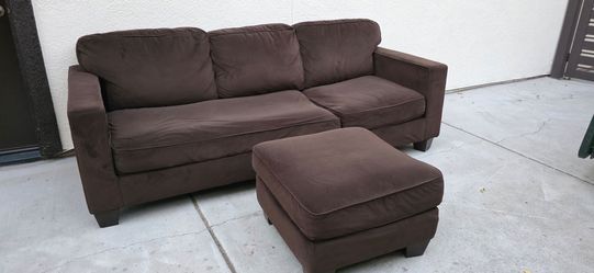 Brown Microfiber Sofa with Ottoman