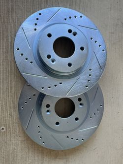 Hyundai Kona Electric 19-20-21-22 Front Drill Slot Rotors Brake Pads