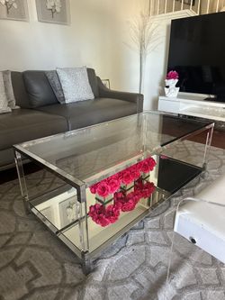 Contemporary Glass & Chrome Coffee Table – $100