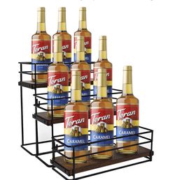 (101010-66)9 Bottle Coffee Syrup Rack Organizer 2 Tier Syrup Holder Stand for Coffee Bar Syrup Storage Shelves for Bar Family Storage Small Wine Rack