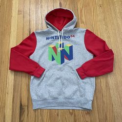 NINTENDO 64 N64 HOODED Sweatshirt HOODIE SIZE MEDIUM OFFICIAL JUMBO LOGO GAMING